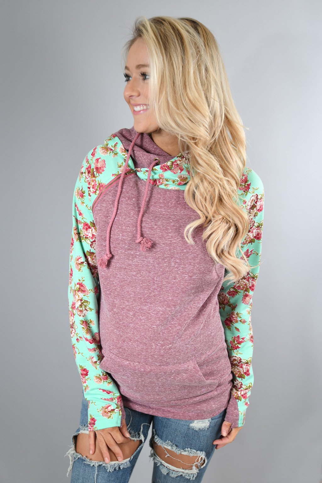 Double shops hooded sweatshirt boutique