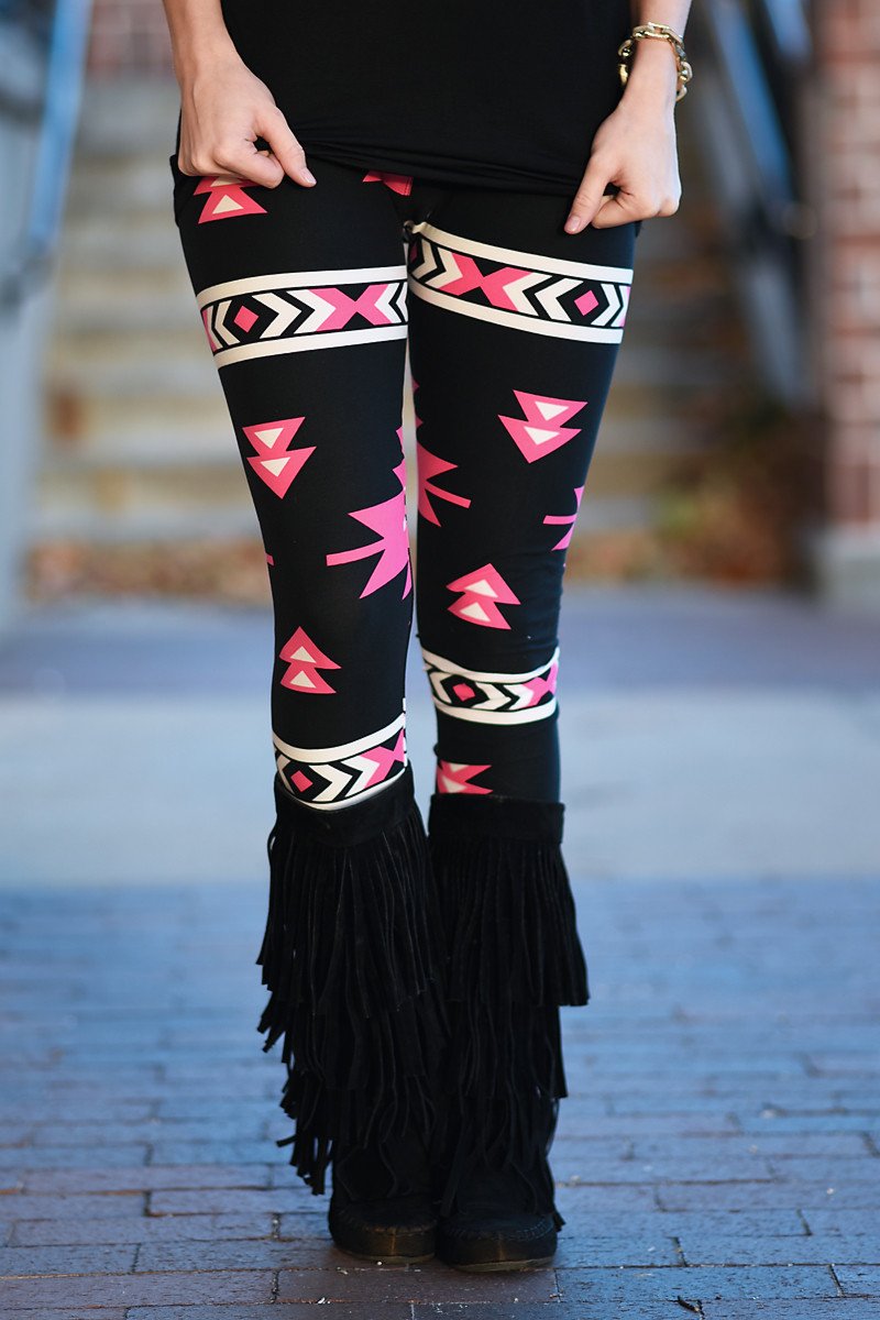 Follow Your Arrow Aztec Leggings ~ Pink