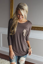 Glam Pocket Top - Mocha