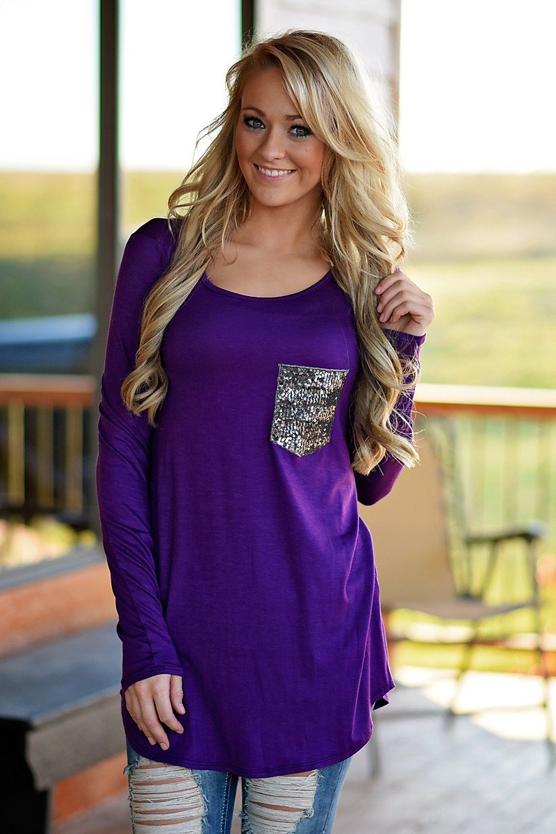 Glam Pocket Top - Purple