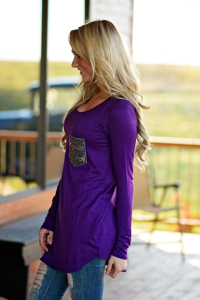 Glam Pocket Top - Purple