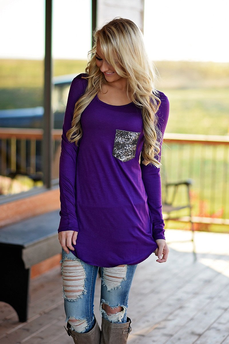 Glam Pocket Top - Purple