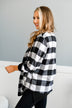 Let It Snow Button Plaid Top- White Buffalo Plaid