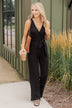 Good Times Are Coming Ribbed Knit Jumpsuit- Black