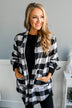 Let It Snow Button Plaid Top- White Buffalo Plaid