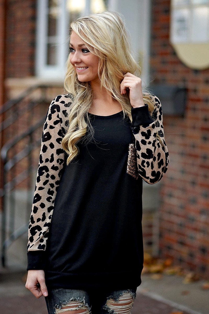 Leopard Bling Top ~ Mocha