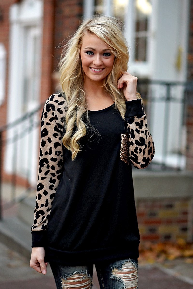 Leopard Bling Top ~ Mocha