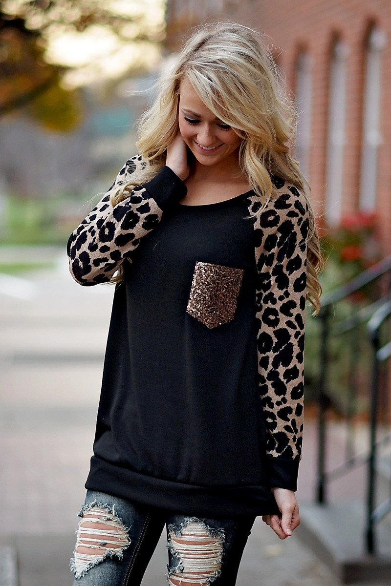 Leopard Bling Top ~ Mocha