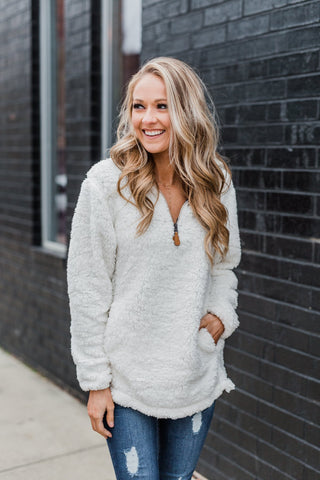 Frosty grey sherpa top pullover