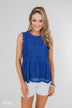 Flirty in Lace Tank Top- Royal Blue