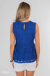 Flirty in Lace Tank Top- Royal Blue