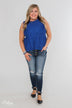 Flirty in Lace Tank Top- Royal Blue