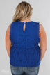 Flirty in Lace Tank Top- Royal Blue