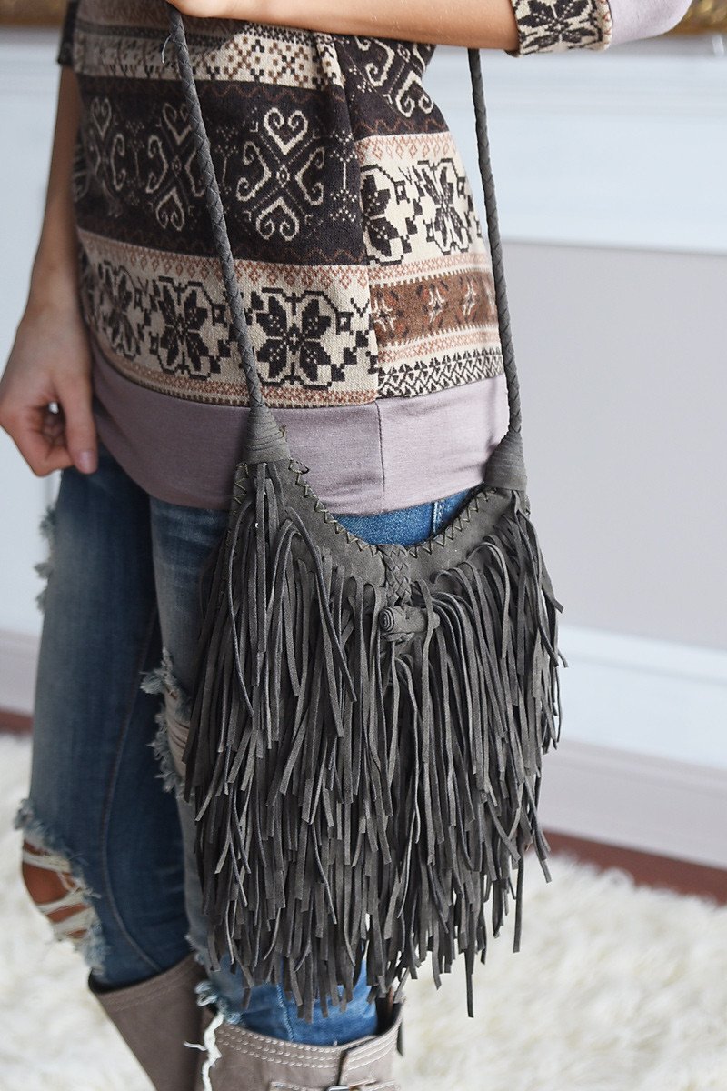 Olive Fringe Satchel