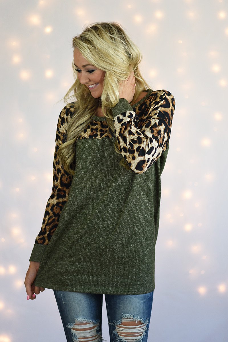 Olive Leopard Top