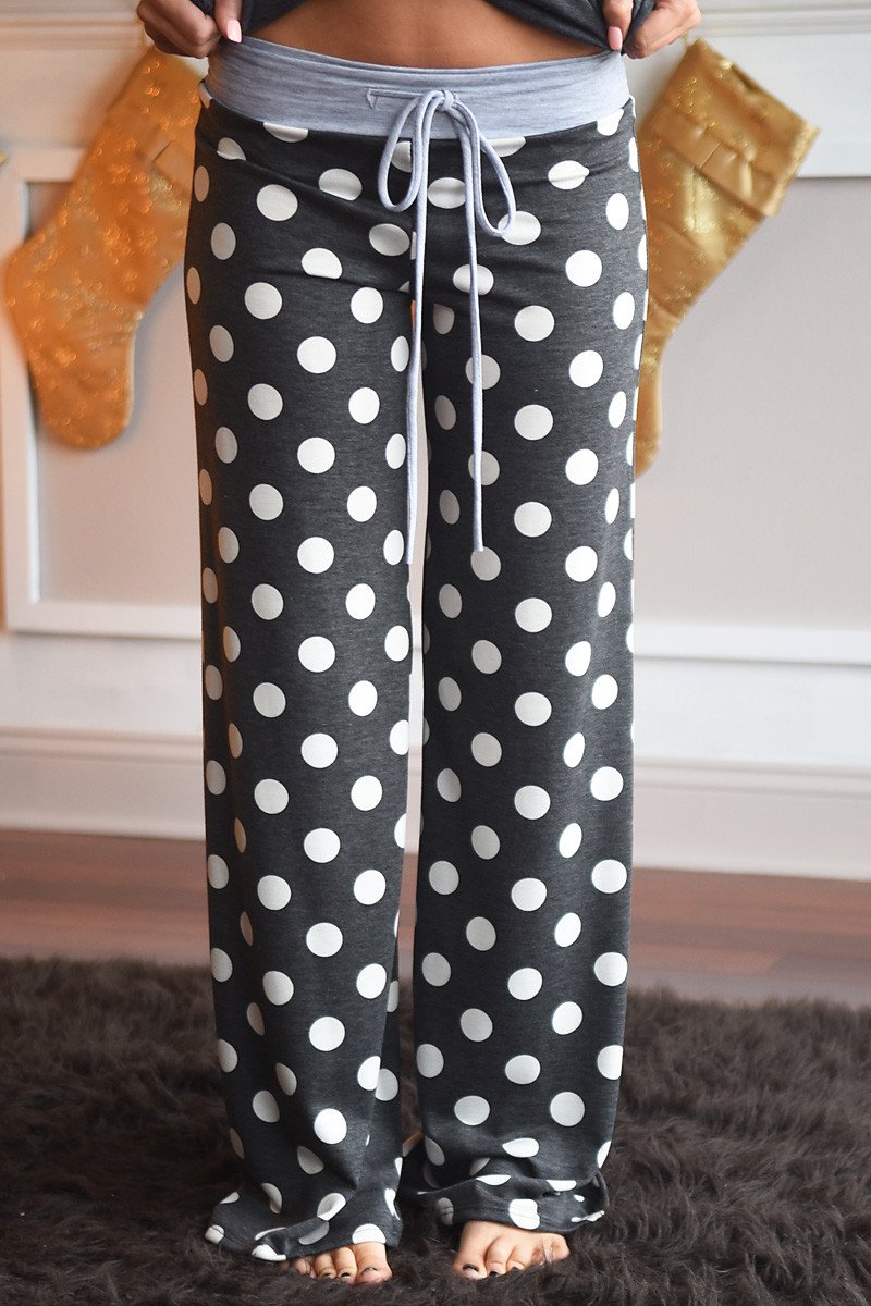 Polka Dot Lounge Pants ~ Charcoal