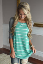 Pretty In Mint Striped Top