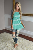 Pretty In Mint Striped Top