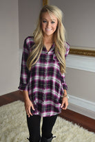 Purple Plaid Button Down