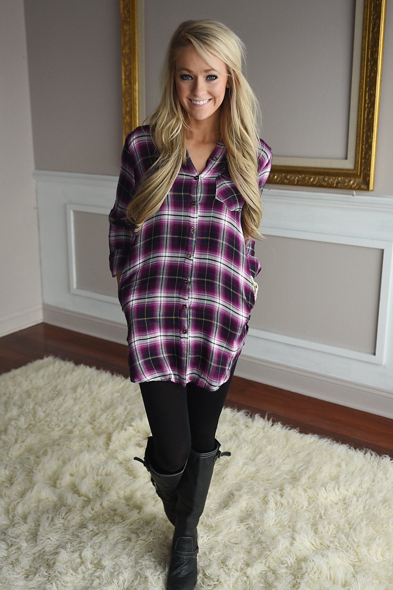 Purple Plaid Button Down