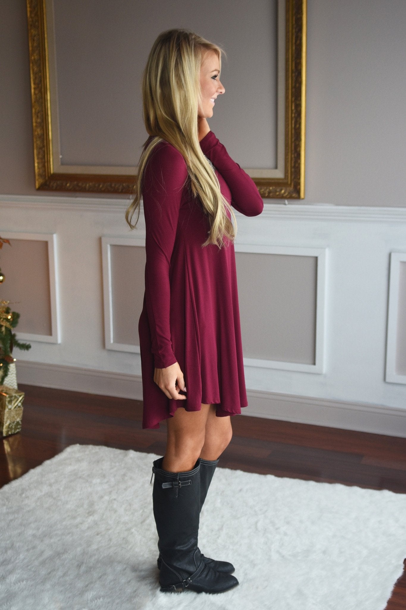 Simple Pleasures Dress ~ Dark Maroon