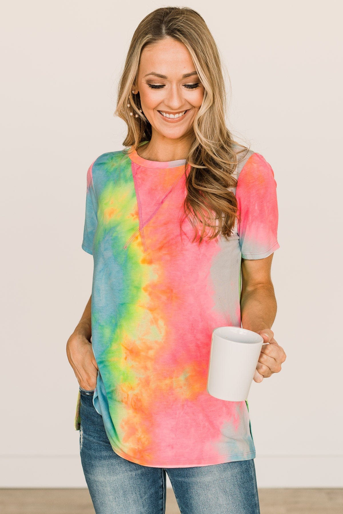 Full Of Life Tie Dye Top- Neon Multi-Color